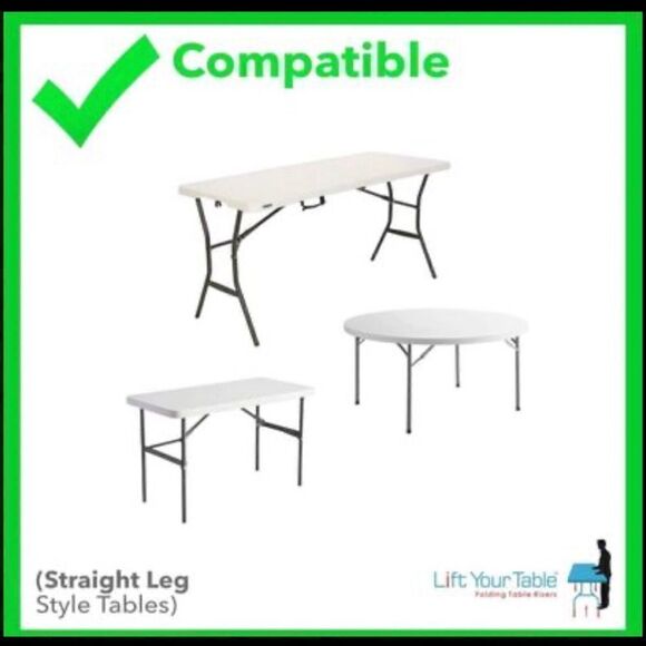 Lift Your Table™ Leg Extensions - for Use with Straight Leg Folding Tables - Picture 4 of 6